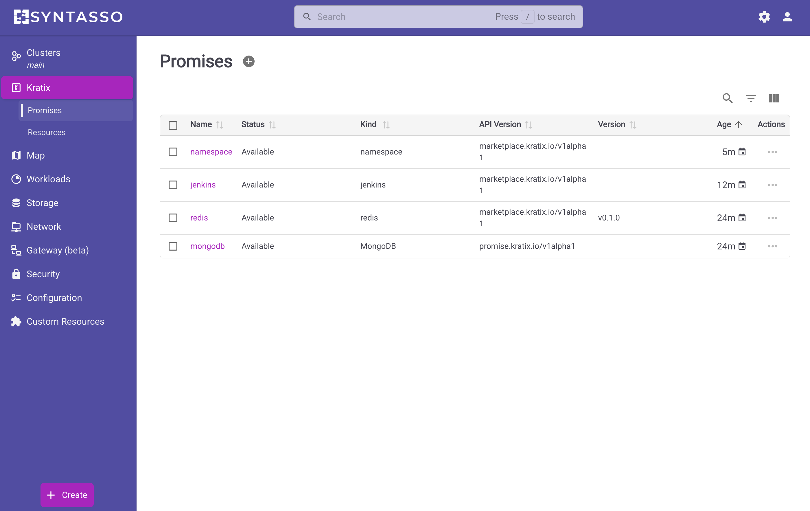 The Promise List view