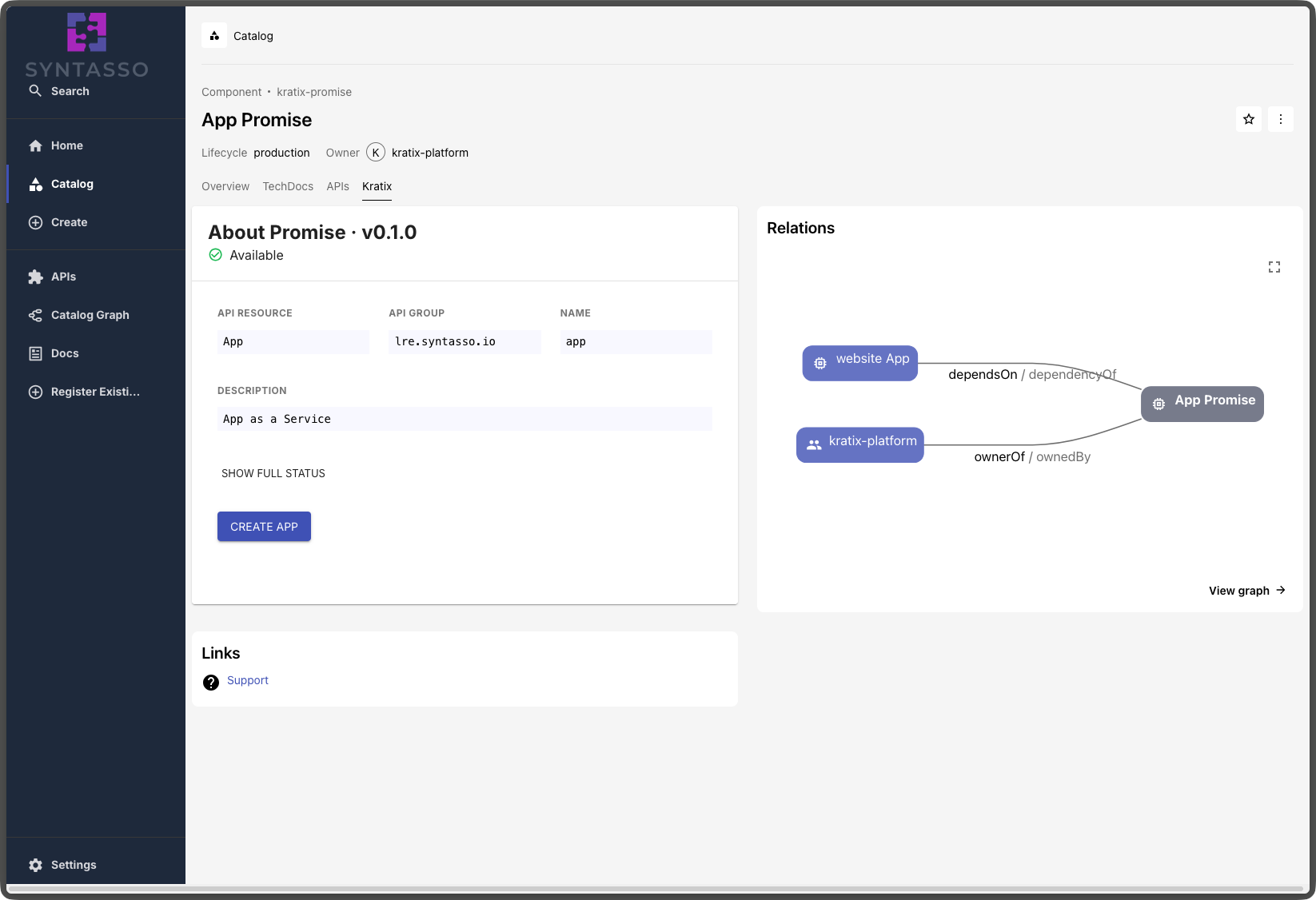The original Promise Component page in Backstage