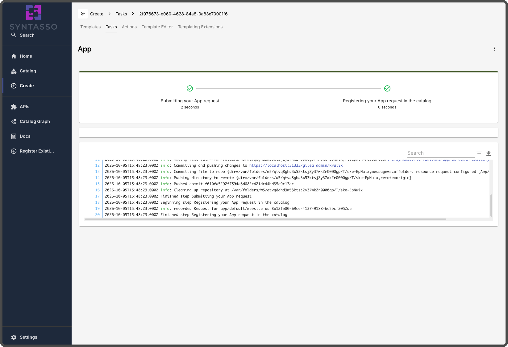 The original request form, asking the user for a Kubernetes Namespace