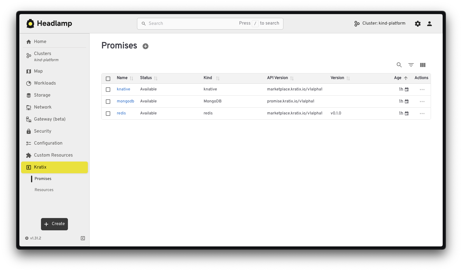 The Promise List view