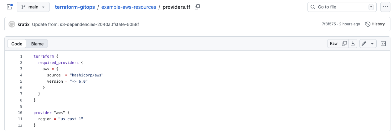 A screen shot of the Github with provider.rf file present in a repository